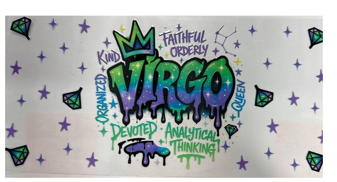 Choose A Zodiac Artistic Graffiti UVDTF Decals| Aquarius| Aries| Cancer| Capricorn| Gemini| Leo| Libra| Pisces| Sagittarius| Scorpio| Taurus| Virgo