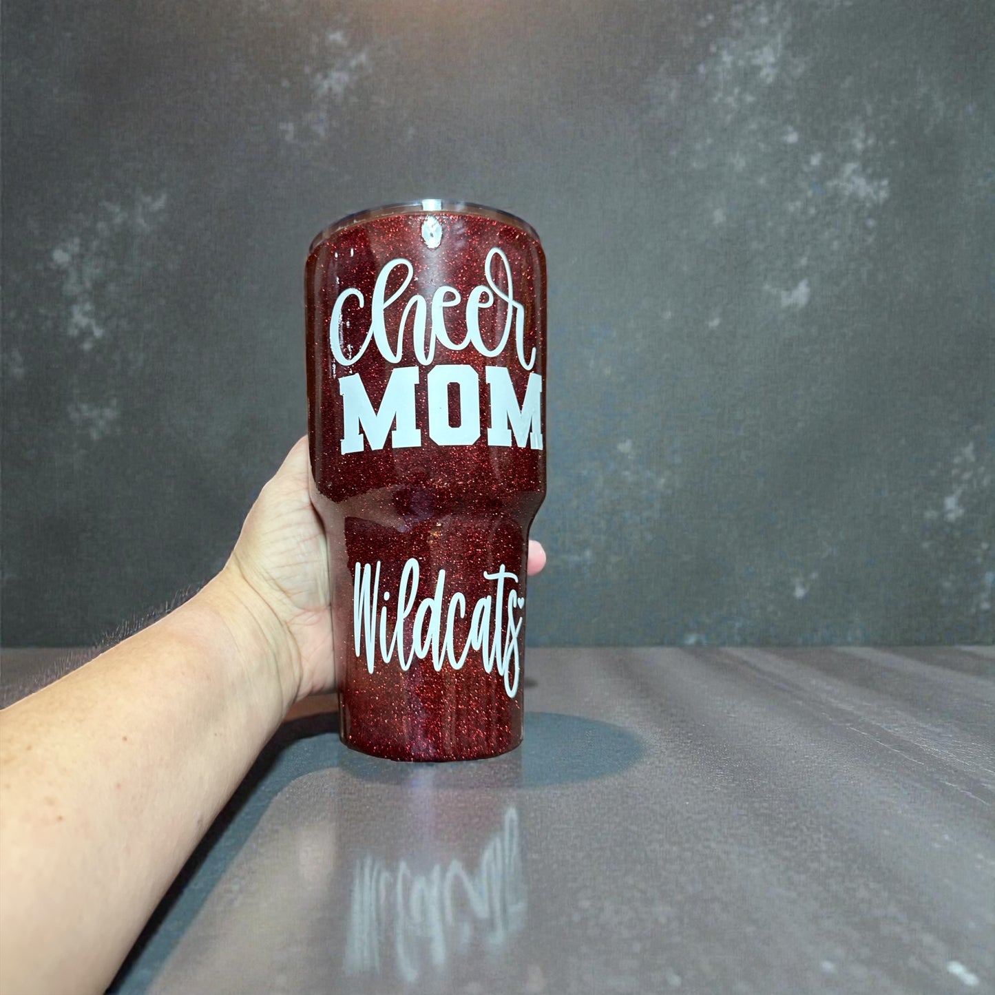 CHEER Mom Custom Personalized Glitter Stainless Steel 30oz Tumbler
