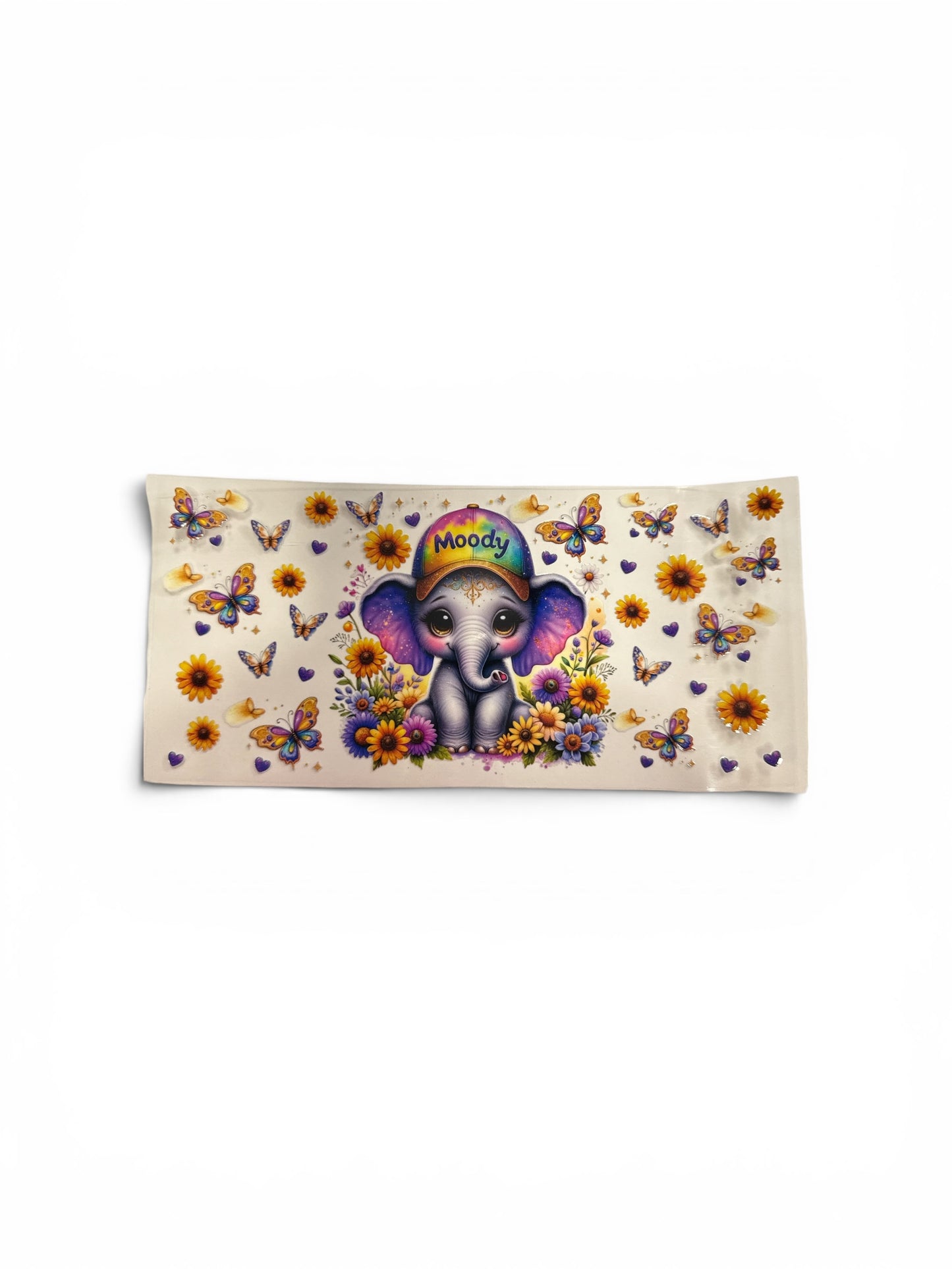 Elephant (Moody) and Flowers 16oz UV DTF Transfer #267 Cup Wrap