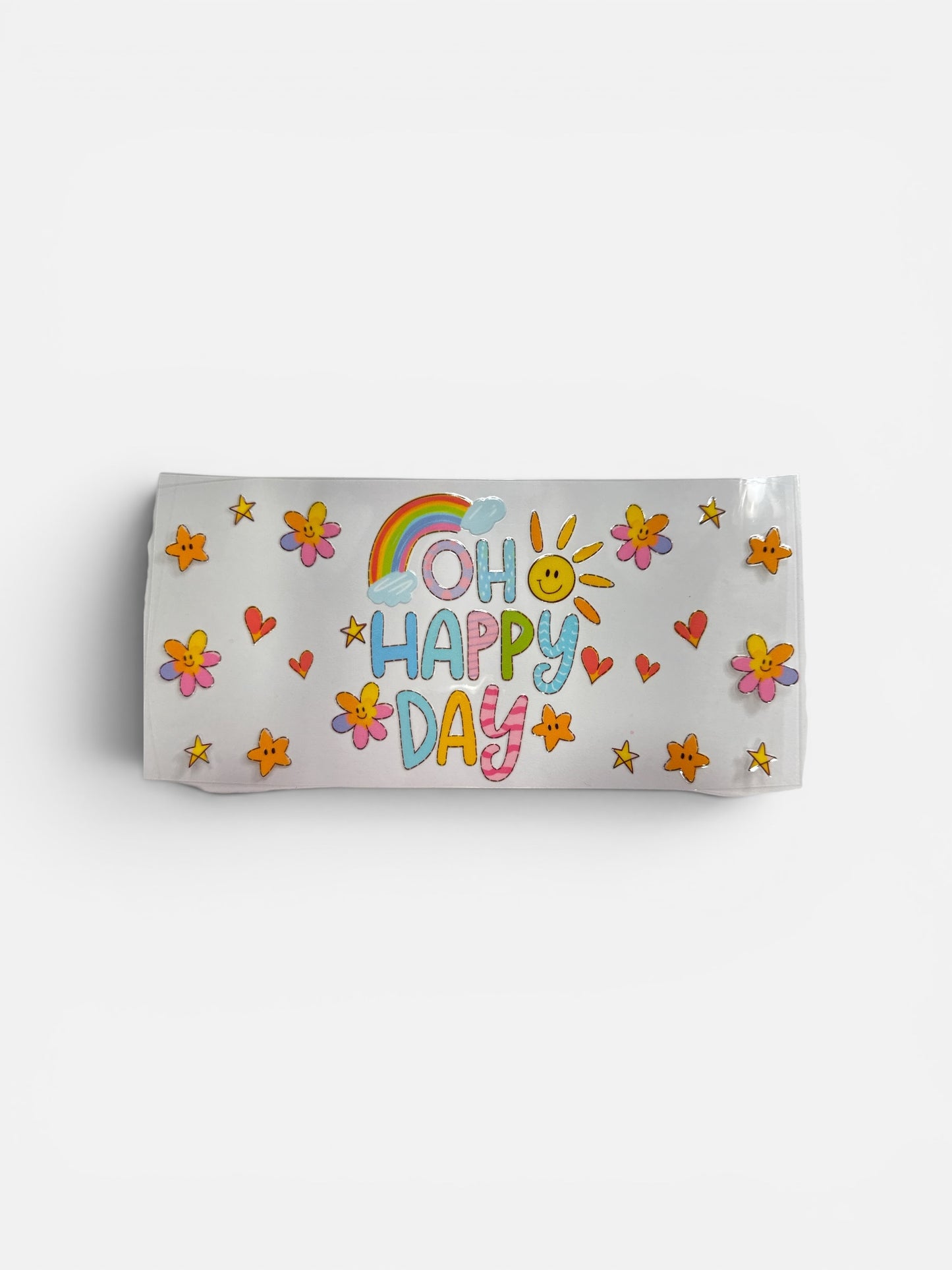 Oh Happy Day with Rainbow 16oz UV DTF Transfer for Cups #282