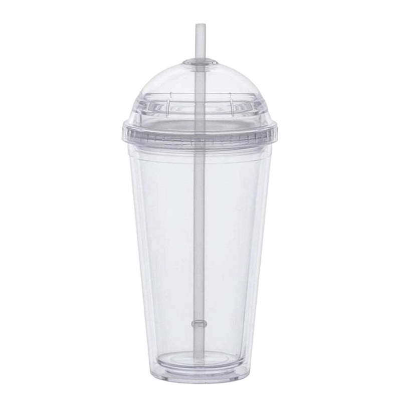 Acrylic Dome Tumbler 20oz Snow Globe Cup with Straw