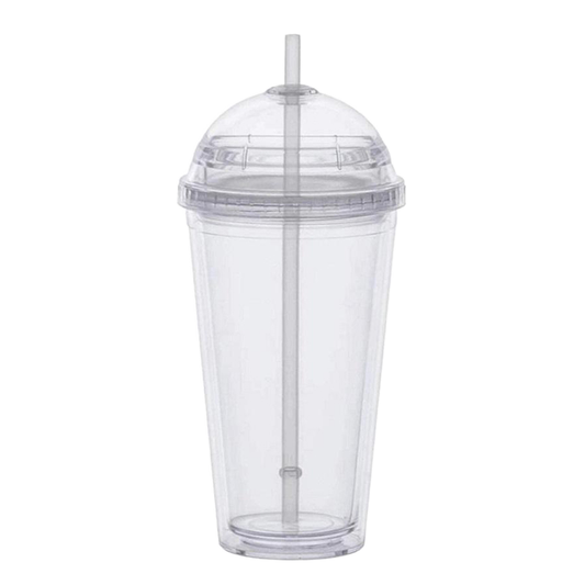 Acrylic Dome Tumbler 20oz Snow Globe Cup with Straw