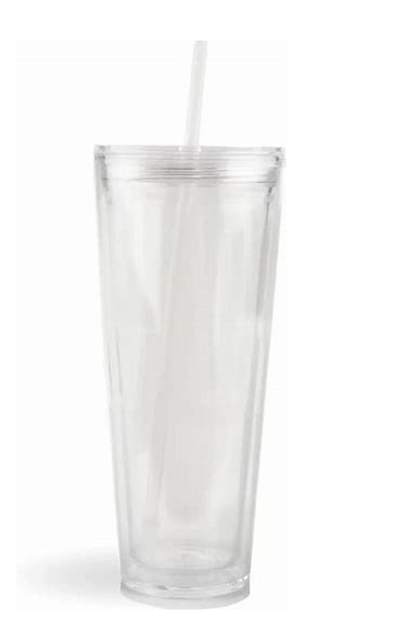 Acrylic Funnel Tumbler 24oz Snow Globe Cup with Straw
