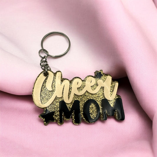 Cheer Mom - Custom and Personalized KEYCHAIN, Backpack or Luggage Tag.