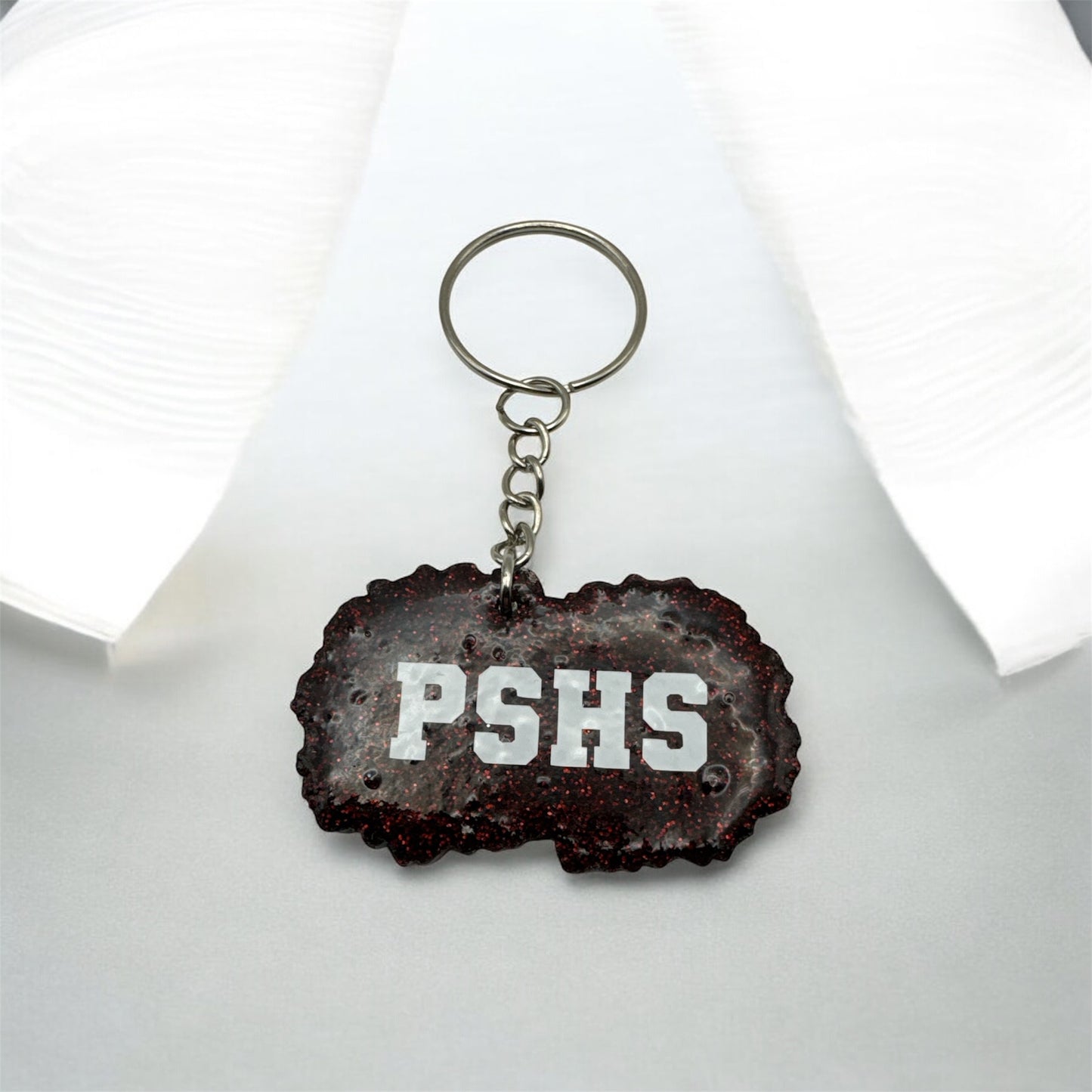 Cheer Pom Pom 2-inch Keychain, Bag Tag – Personalized with school name or cheerleader name.