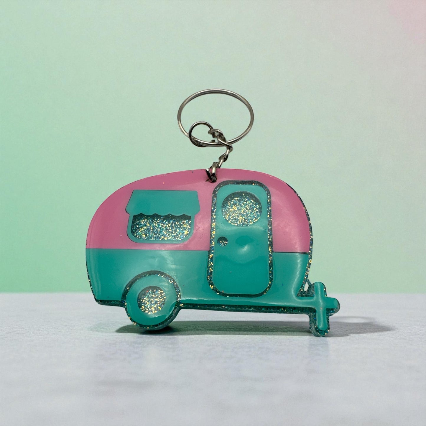 Camper Acrylic KEYCHAIN, Custom Glitter/Personalized - RV -