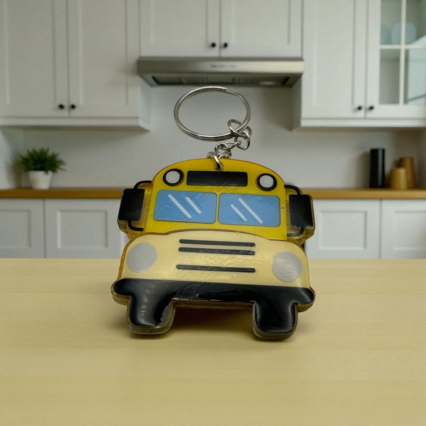 School Bus 3inch KEYCHAIN, Backpack or Luggage Tag - Custom and Personalized