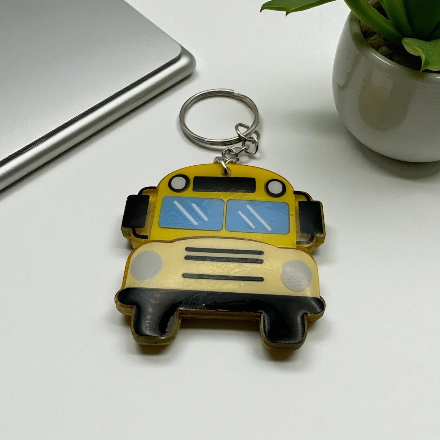 School Bus 3inch KEYCHAIN, Backpack or Luggage Tag - Custom and Personalized