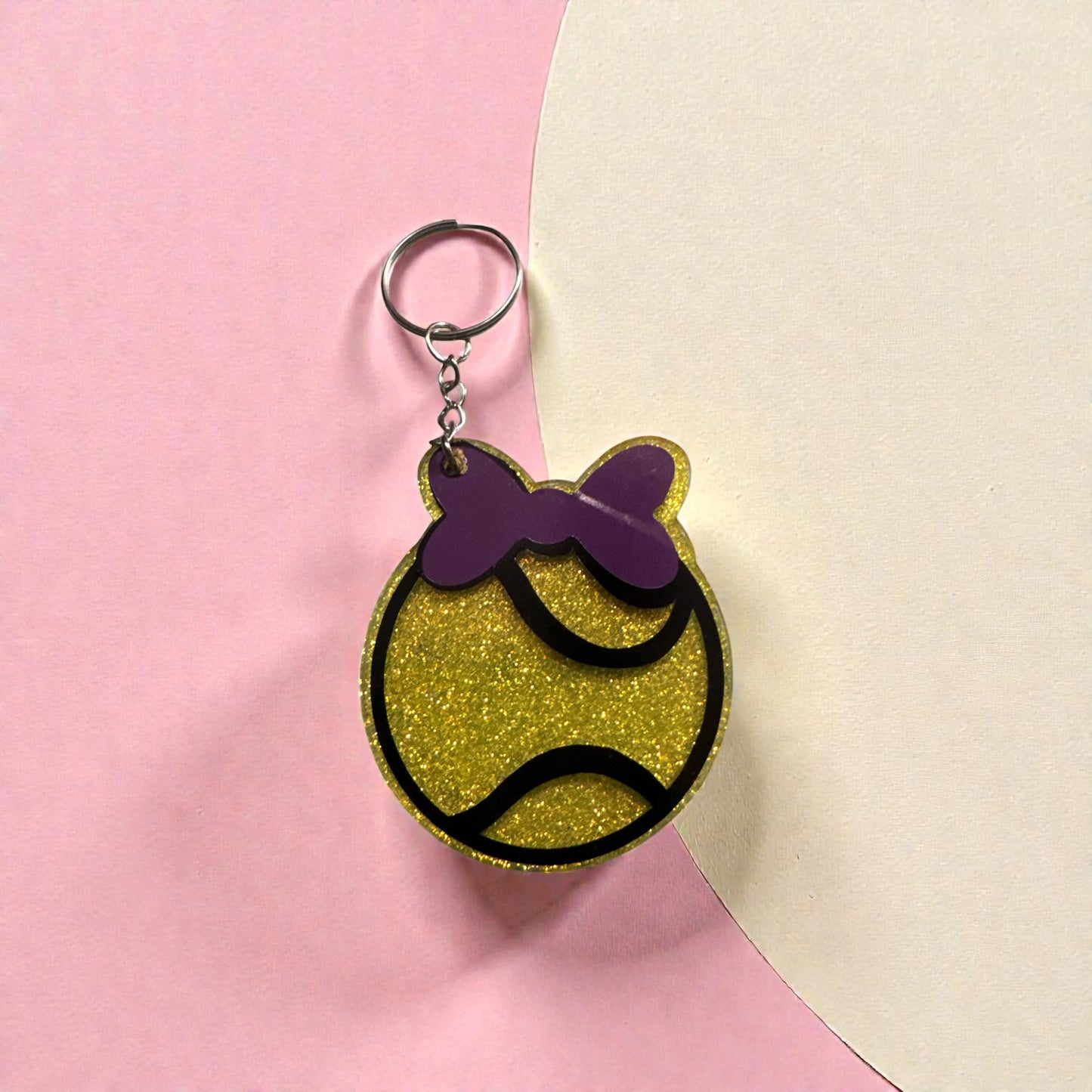Tennis Ball Bow Acrylic KEYCHAIN, Backpack or Luggage Tag.  Custom/Personalized with Name.