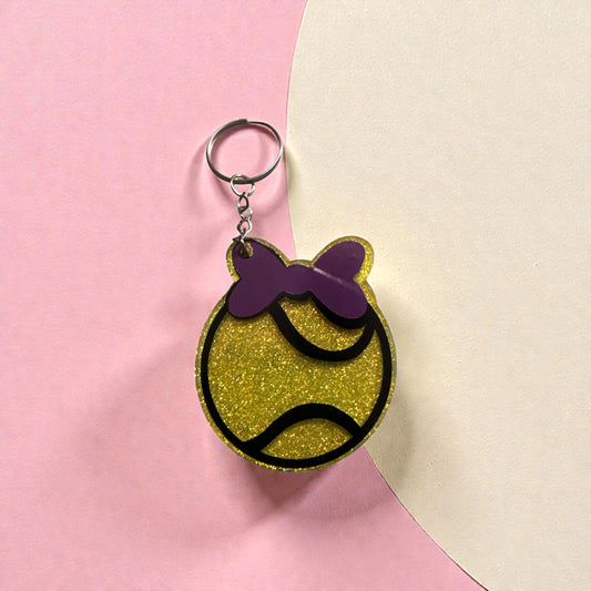 Tennis Ball Bow Acrylic KEYCHAIN, Backpack or Luggage Tag.  Custom/Personalized with Name.