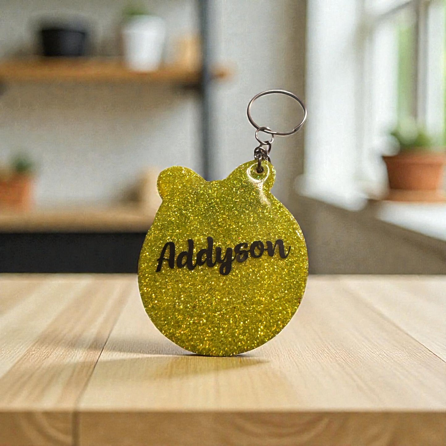 Tennis Ball Bow Acrylic KEYCHAIN, Backpack or Luggage Tag.  Custom/Personalized with Name.