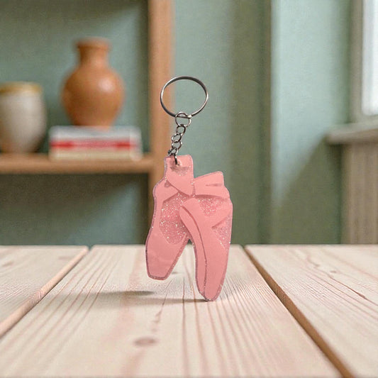 Ballet Shoes - Personalized KEYCHAIN - Bag Tag – Backpack – Dancer's name on the back.