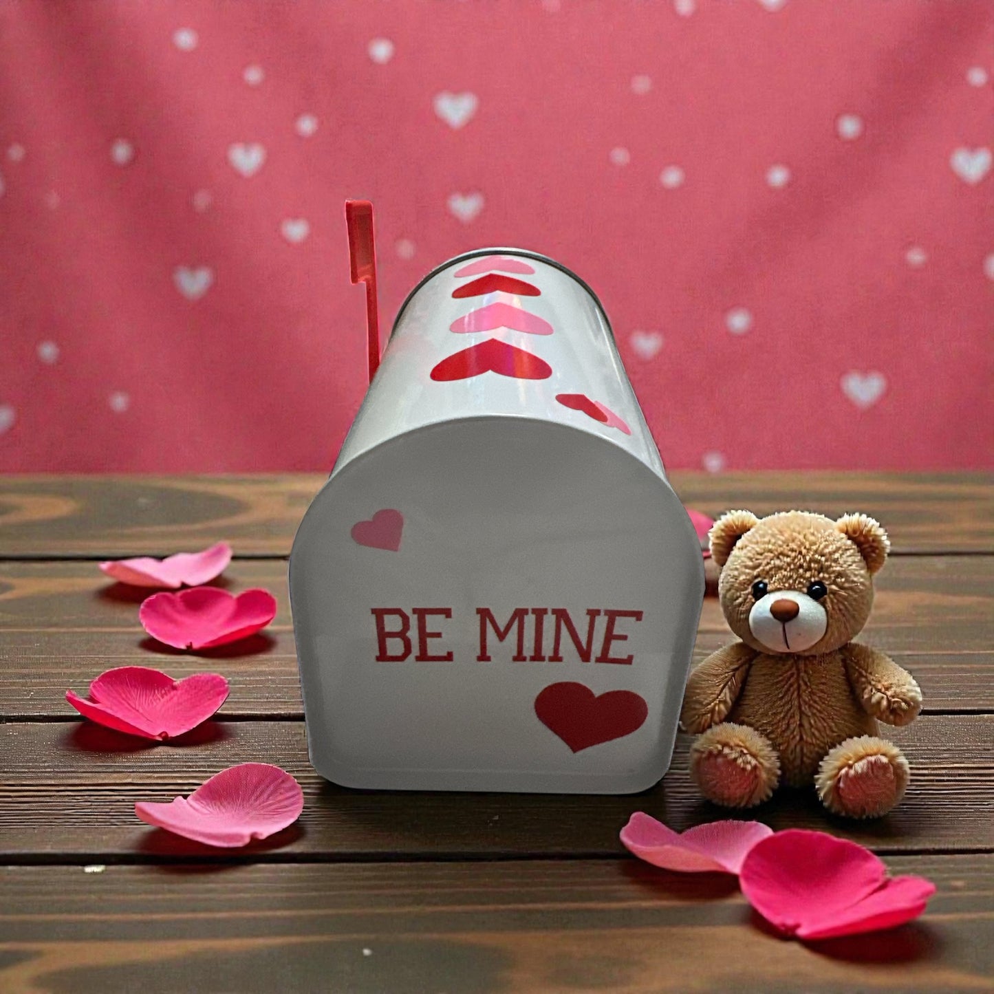 Valentine’s Day Mailbox –Personalized - Small Plastic Decorated Mailbox| Pink