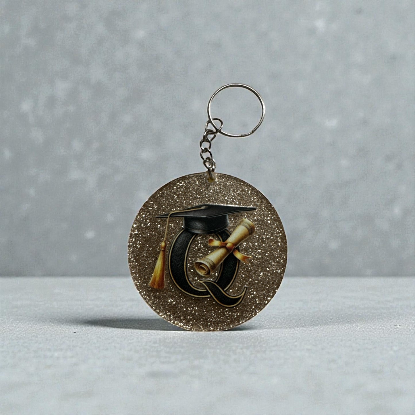 Graduation Initial Keychain, Personalized Name on Back, Custom Grad Gift, Class of 2026 Keepsake