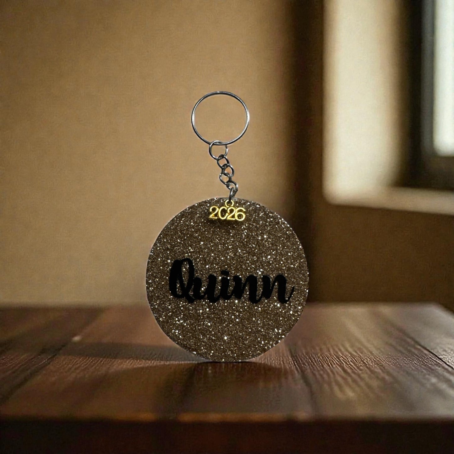 Graduation Initial Keychain, Personalized Name on Back, Custom Grad Gift, Class of 2026 Keepsake