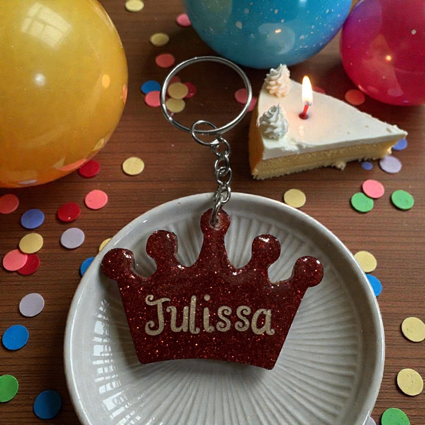 Crown Glitter Personalized Keychain – Custom XV - Quince Gift for Her