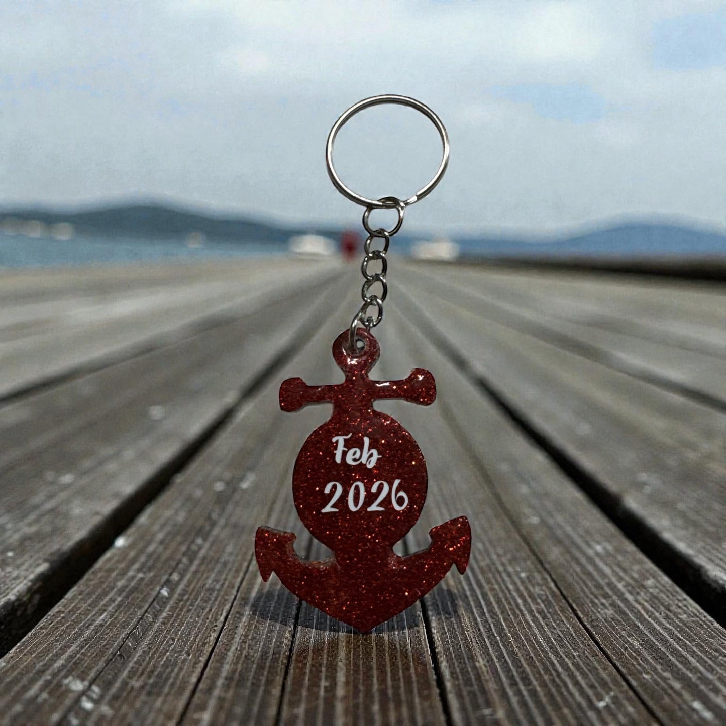 Anchor Personalized Keychain with Name & Vacation Dates – Custom Nautical Gift