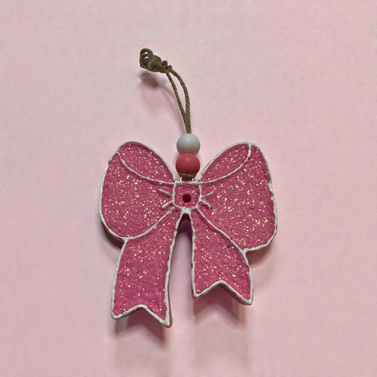 Bow Glitter Car Freshie – Handmade Hanging Car Air Freshener