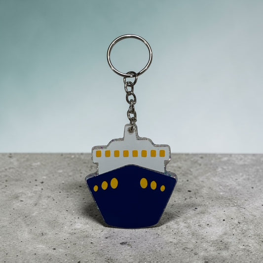 Cruise Ship Personalized Glitter Keychain – Custom Vacation Details – Family Trip Keepsake
