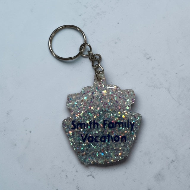Cruise Ship Personalized Glitter Keychain – Custom Vacation Details – Family Trip Keepsake