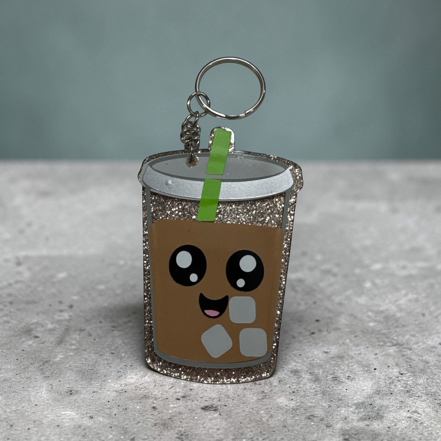 Cute Coffee Cup Face Keychain – Smiley Mug Charm – Coffee Lover Accessory