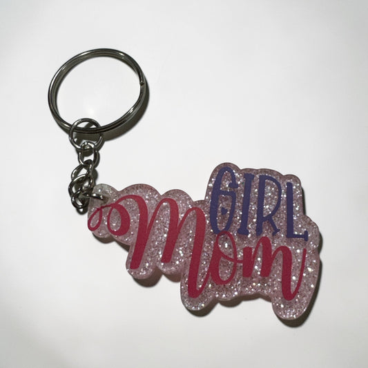 Girl Mom Keychain – Pink & Purple Mom Life Accessory