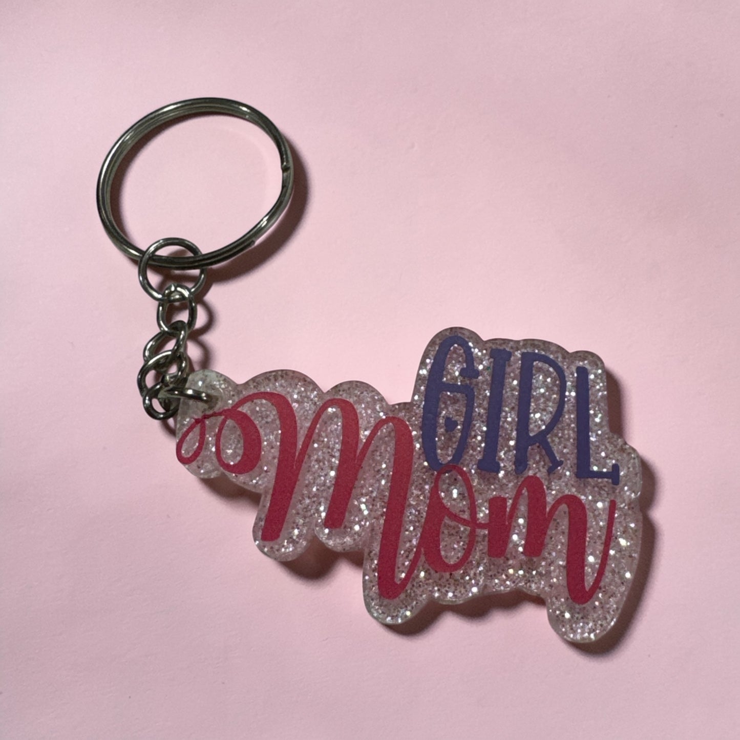 Girl Mom Keychain – Pink & Purple Mom Life Accessory