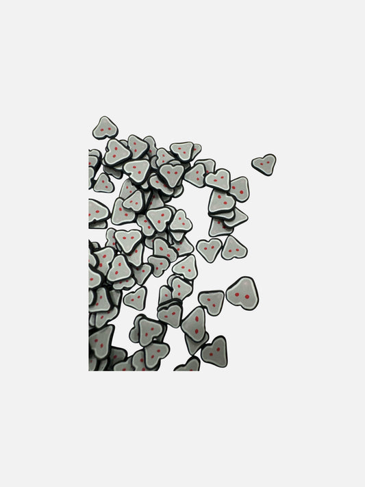 Hearts Gray and White Polymer Clay