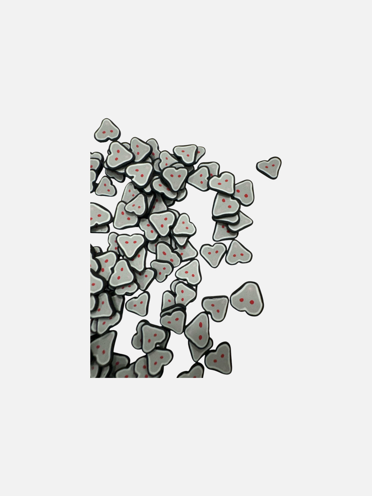 Hearts Gray and White Polymer Clay