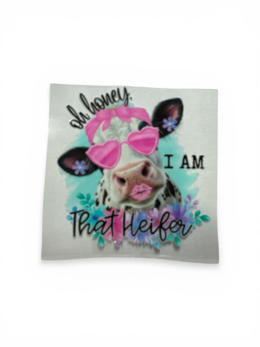 Heifer Cow with Lipstick 16oz UV DTF Transfer for Cups #189
