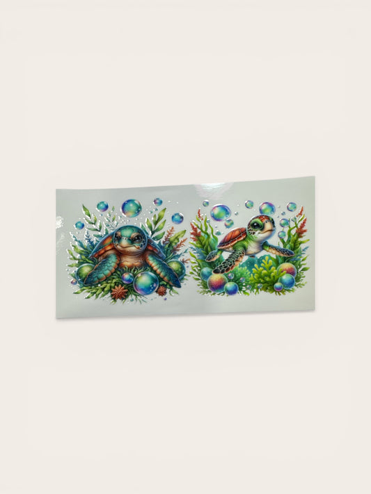 Sea Turtles 16oz UV DTF Transfer #192 for Glass Cups | Cute Decal| Sea Turtles Swimming