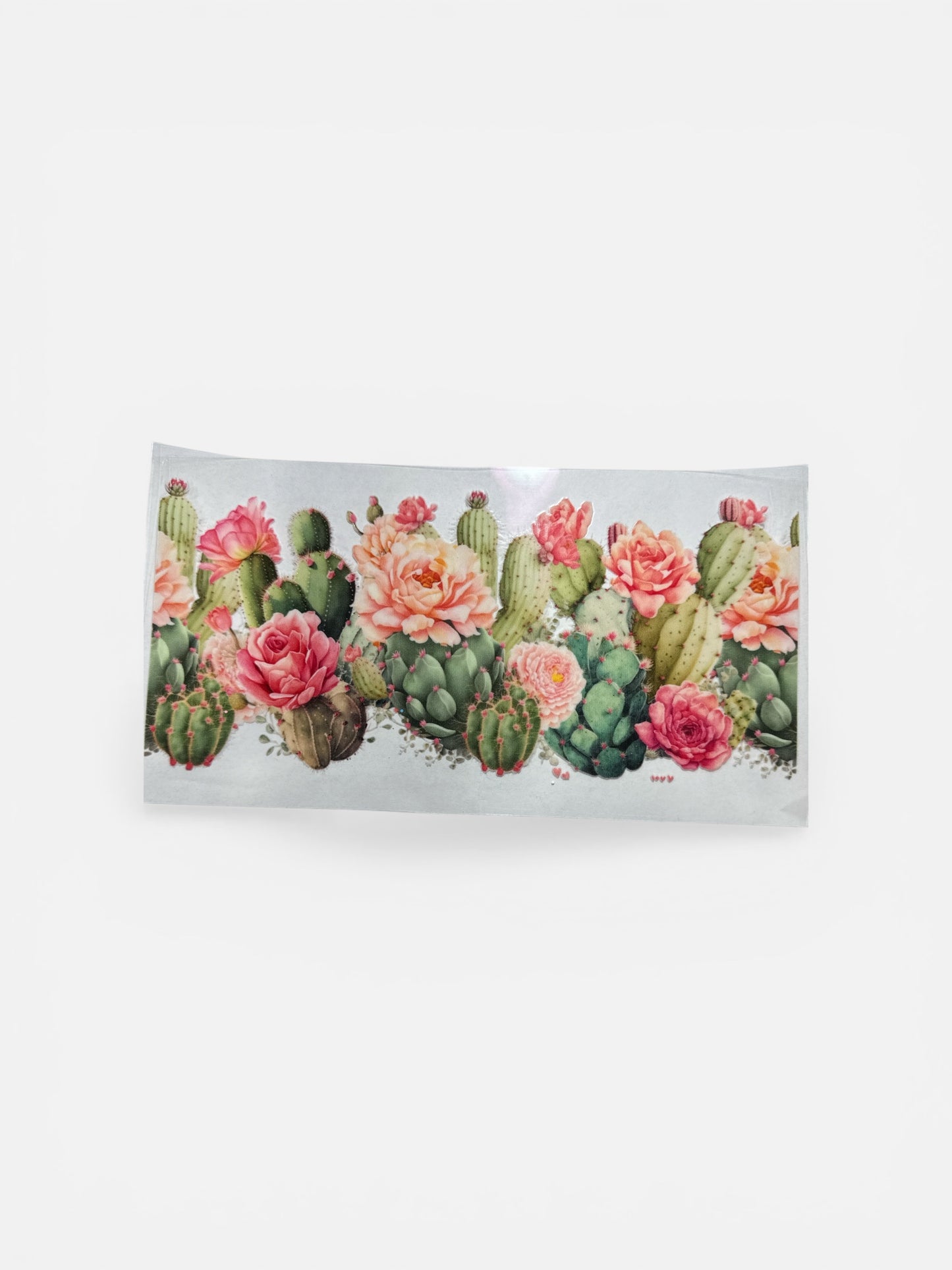 Boho Cactus & Flowers UV DTF Cup Wrap – Tumbler Decal 16oz UV DTF Transfer #195 for Cups | Cute Decal|