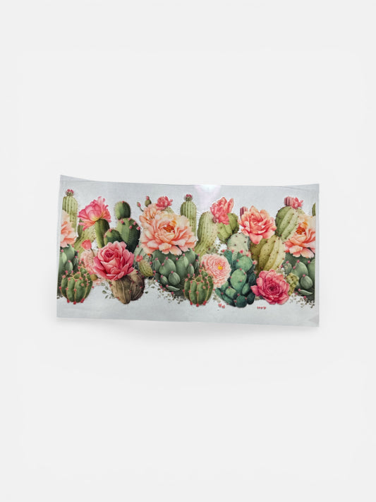 Boho Cactus & Flowers UV DTF Cup Wrap – Tumbler Decal 16oz UV DTF Transfer #195 for Cups | Cute Decal|