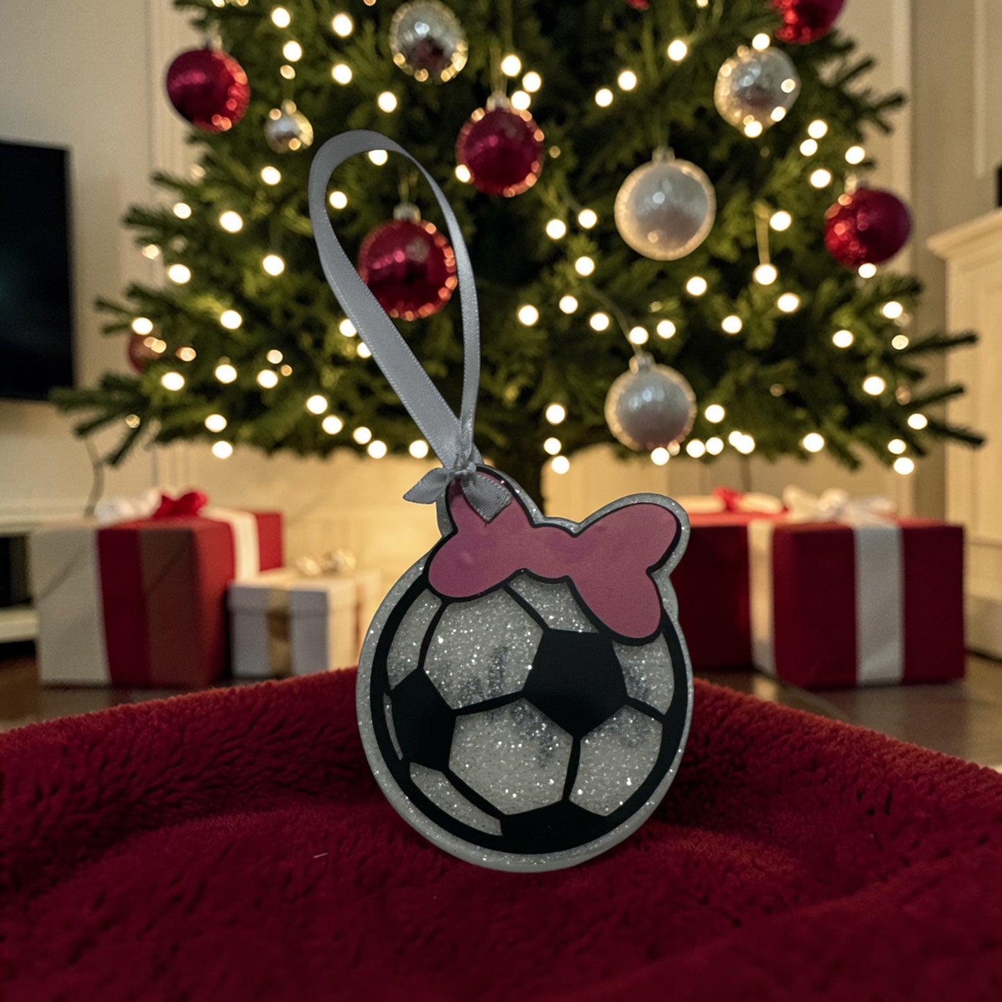 Soccer Ball Personalized Glitter Acrylic Ornament