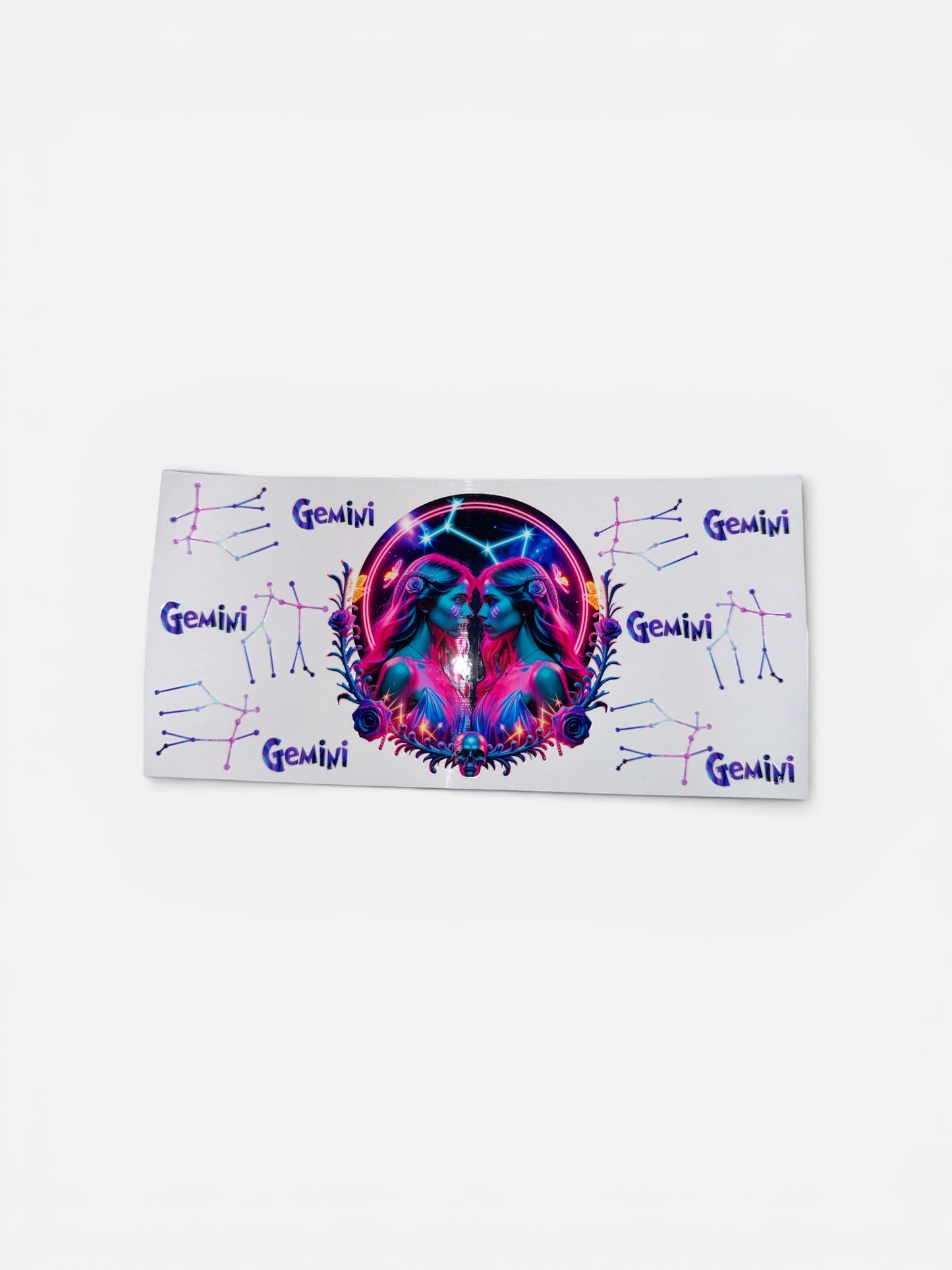 Gemini Zodiac Sign UV DTF 16oz Cup Wrap, #208 Tumbler Decal