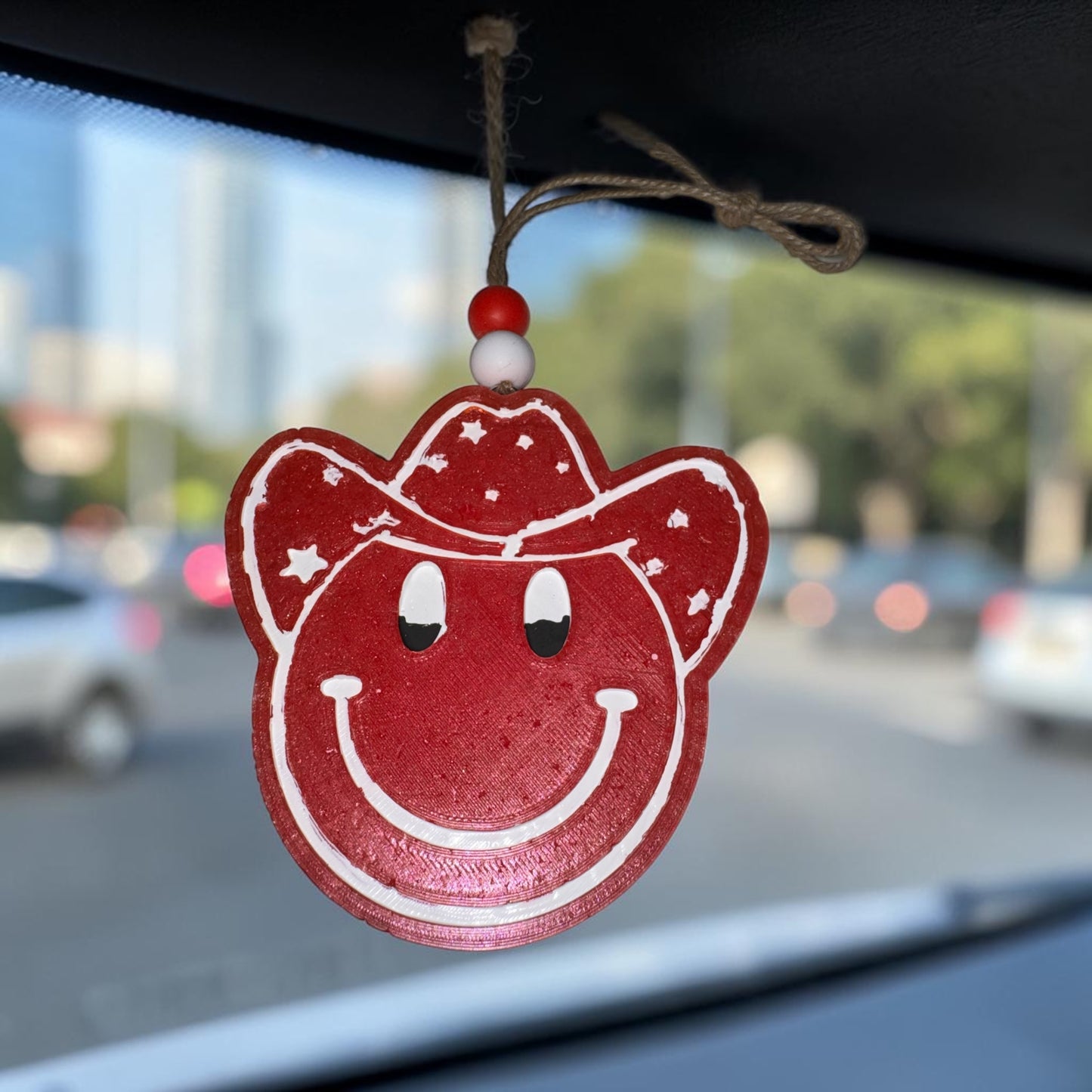 Smiley Face with Hat Car Freshie – Handmade Hanging Car Air Freshener