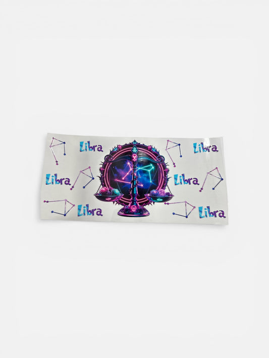 Libra Zodiac Sign UV DTF 16oz Cup Wrap, #222 Tumbler Decal