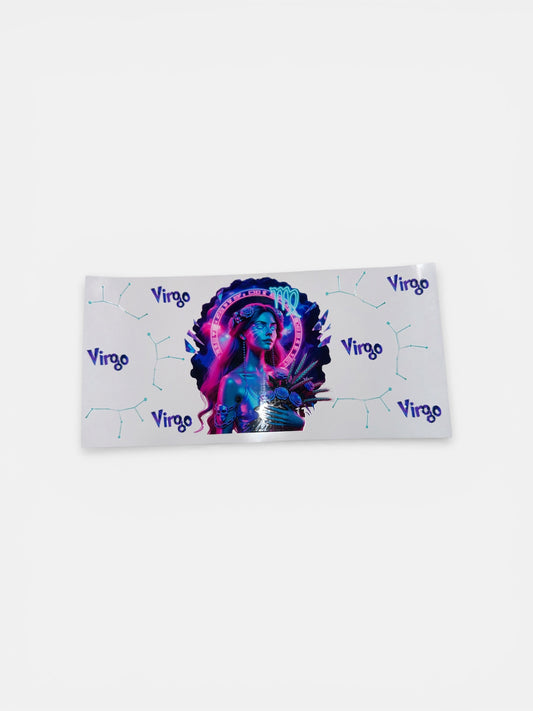 Virgo Zodiac Sign UV DTF 16oz Cup Wrap, #186 Tumbler Decal