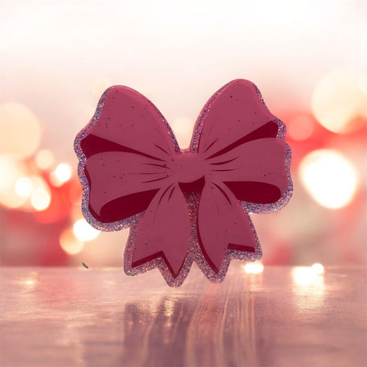 Pink Bow Badge Reel| Alligator Clip