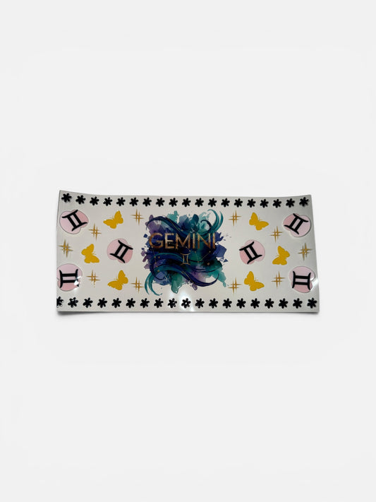Gemini Zodiac Sign UV DTF 16oz Cup Wrap, #252 Tumbler Decal
