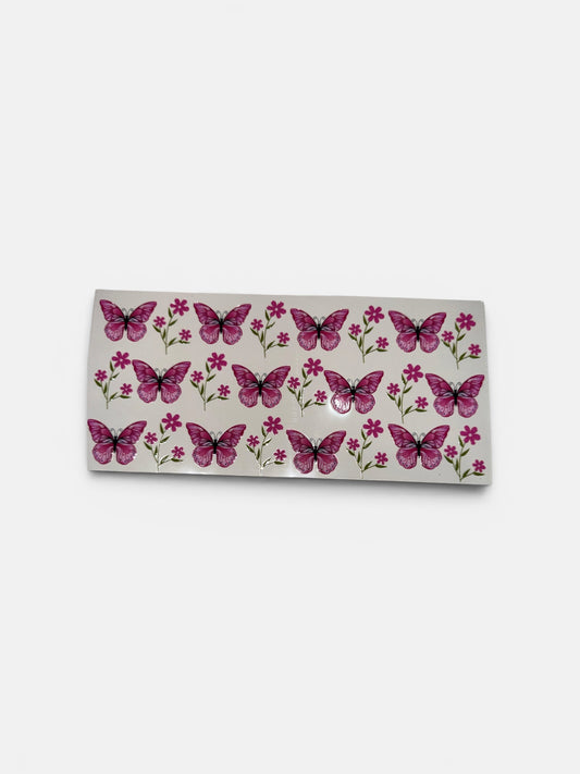 Pink Butterflies UV DTF 16oz Cup Wrap, #263 Tumbler Decal