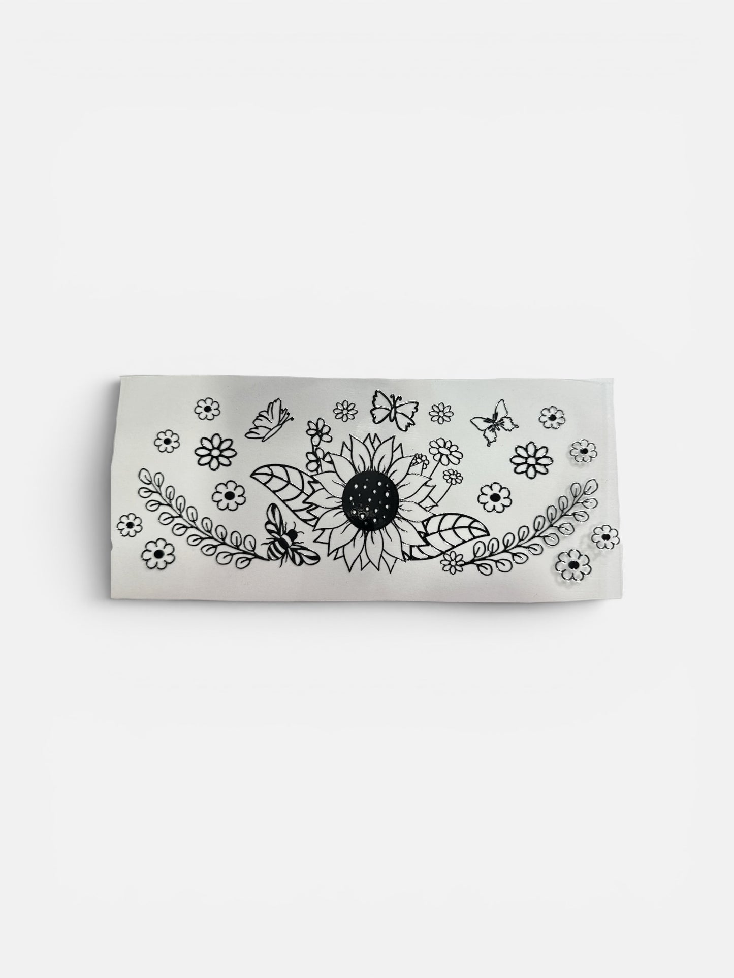 Flowers - Sunflower Black & White 16oz UV DTF Transfer for Cups #278