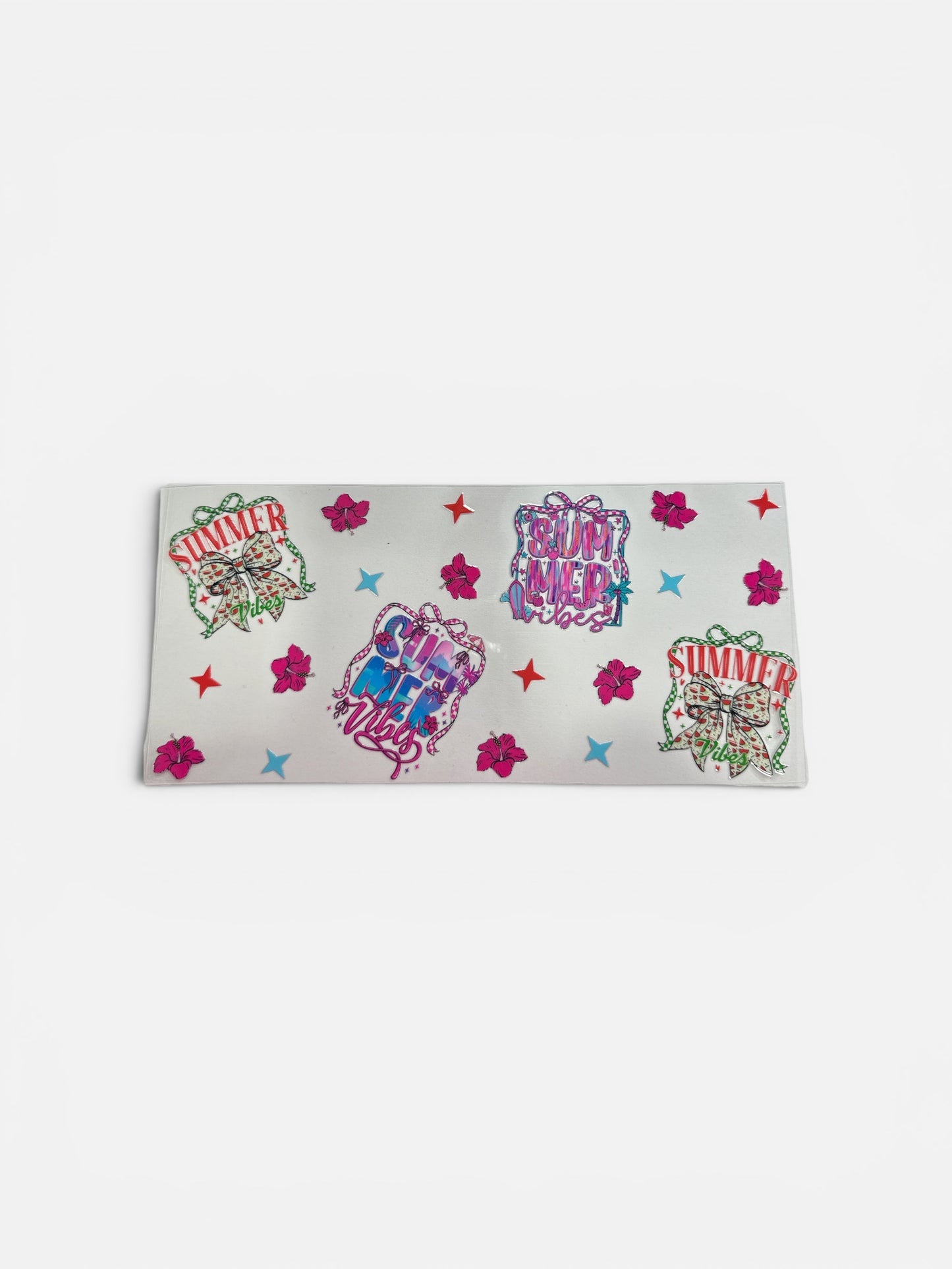 Summer Vibes with Bows UV DTF 16oz Cup Wrap, #291 Tumbler Decal