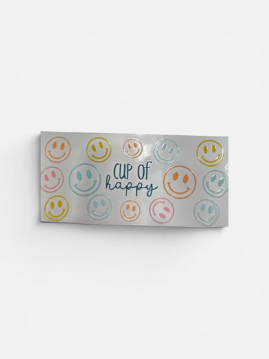 Cup of Happy Smiley Faces UV DTF 16oz Cup Wrap, #298 Tumbler Decal