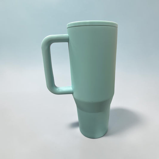 40oz Powder Coated Stainless Steel Tumbler with Handle TEAL BLUE