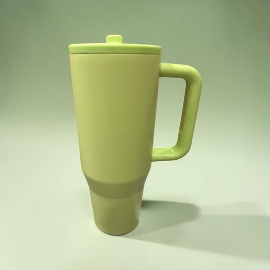 40oz Powder Coated Stainless Steel Tumbler with Handle LIGHT GREEN