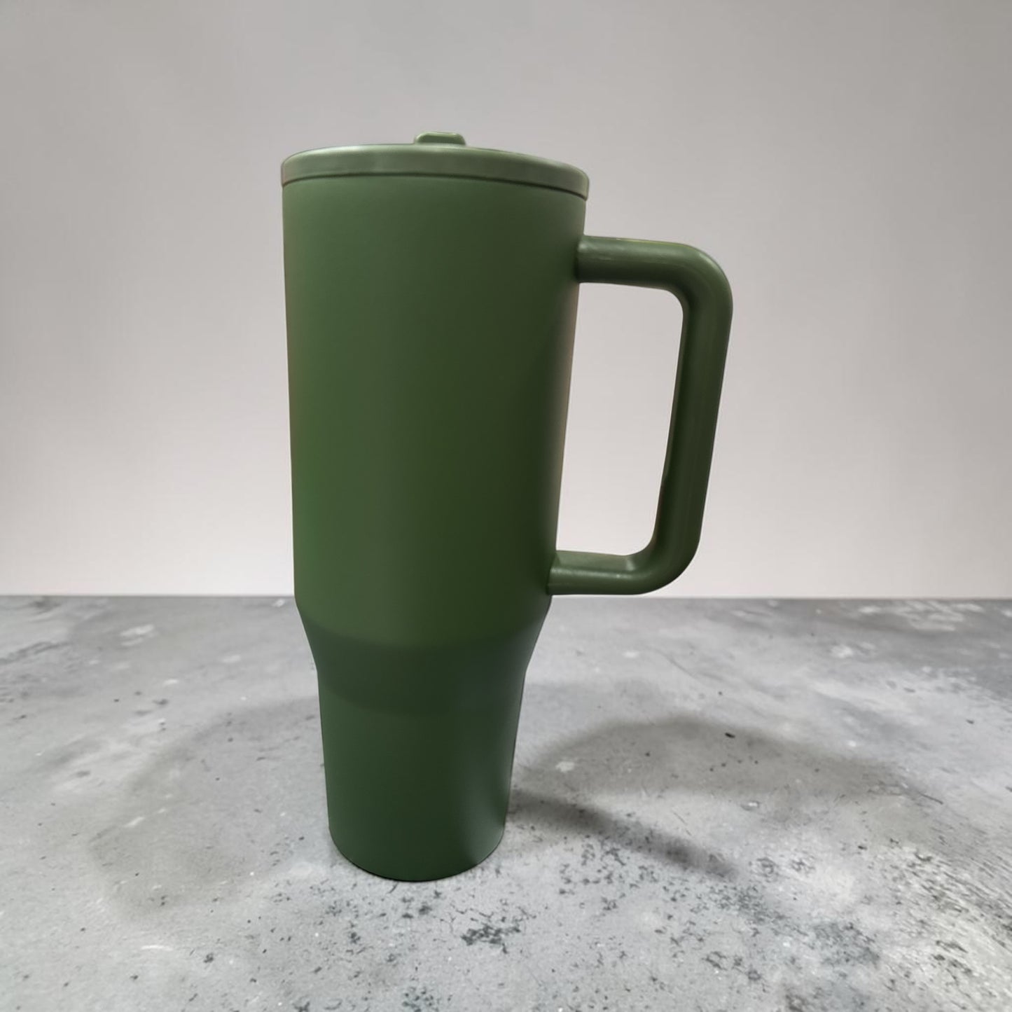 40oz Powder Coated Stainless Steel Tumbler with Handle OLIVE/ARMY GREEN
