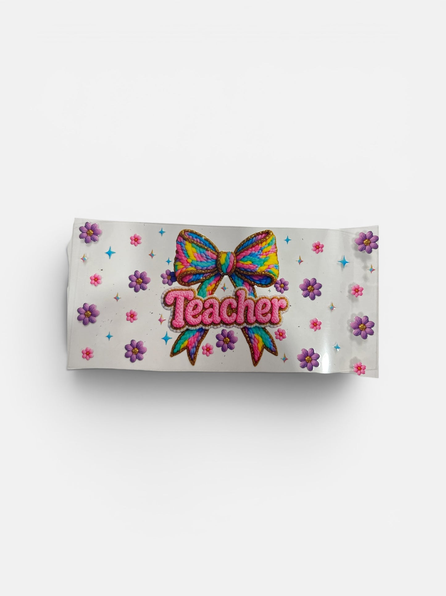 Teacher Bow 16oz UV DTF Cup Wrap Transfer for Cups #336
