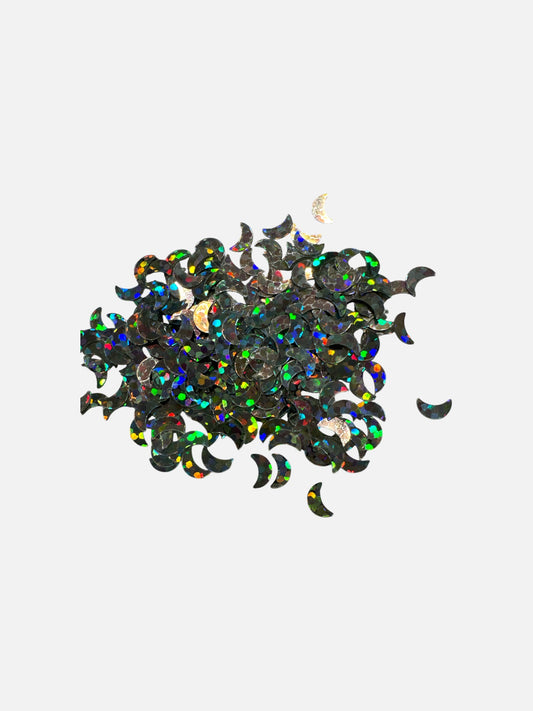 Silver Crescent Moons 2D Shaped glitter Craft Supplies 1oz Bag