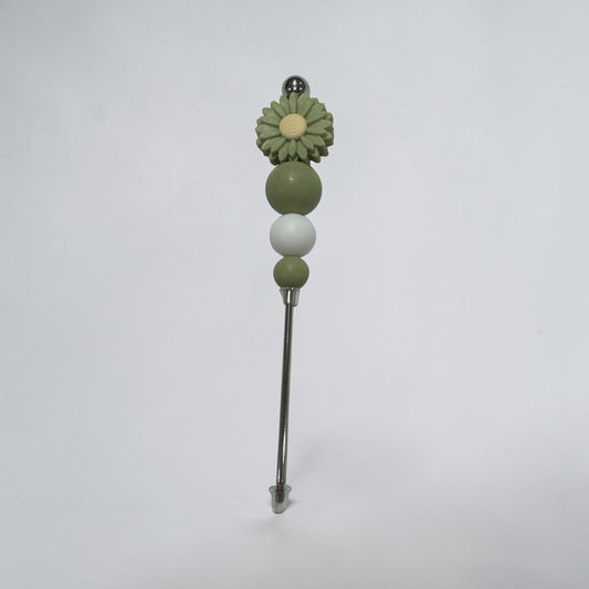 Flower Beaded Pokey Tool 4 inch (Green and White)– Craft Pick for Vinyl Weeding & Detail Work